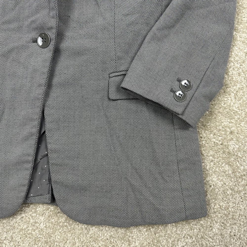 The Limited Gray Textured Single Button Ruched‎ 3/4 Sleeve Blazer Jacket Size M - Picture 4 of 9